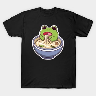 Cute Frog Eating Ramen Japanese Kawaii Animal T-Shirt